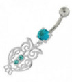 Sterling Silver Jeweled Owl Navel Belly Button Bar