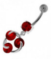 Tri Round Jeweled Swirl Sterling Silver Navel Bar