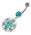 Sterling Silver Dazzling Flower Filigree Navel Bar