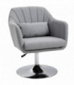 HOMCOM Stylish Retro Linen Swivel Tub Chair Steel Frame Cushion Seat Light Grey