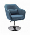 HOMCOM Stylish Retro Linen Swivel Tub Chair Steel Frame Cushion Seat Blue