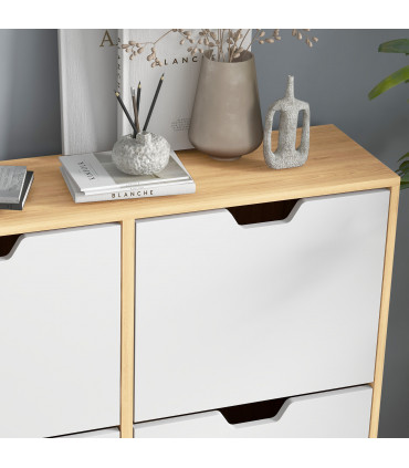 HOMCOM Shoe Storage Cabinet with 4 Flip Drawers for 16 Pairs of Shoes, Natural