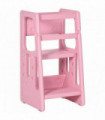 Kids Step Stool, Adjustable Standing Platform, Toddler Kitchen Stool - Pink