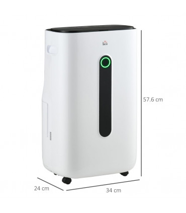 HOMCOM 20L/Day Quiet Air Dehumidifier with Purifier, Timer, for Home Laundry