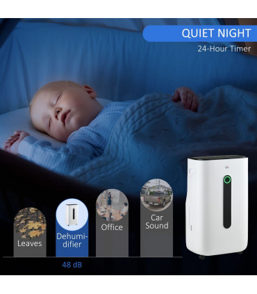HOMCOM 20L/Day Quiet Air Dehumidifier with Purifier, Timer, for Home Laundry