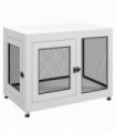 Dog Kennel Furniture End Table w/ Two Doors, Soft Cushion for Large, Medium Dogs