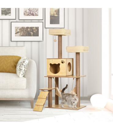130cm Cat Tree for Indoor Cats, Multi-Level Plush Cat Tower