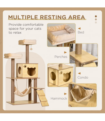 130cm Cat Tree for Indoor Cats, Multi-Level Plush Cat Tower