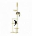 6-Tier Floor to Ceiling Cat Tree with Scratching Post, Bed, Hammock, Beige