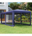 Party Tent with 6 Mesh Sidewalls Blue 3x6 m HDPE