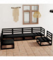 vidaXL 6 Piece Garden Lounge Set Black Solid Pinewood