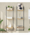 vidaXL 3-Tier Wall Shelves with Bars 2 pcs Sonoma Oak 30x25x100 cm