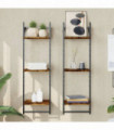 vidaXL 3-Tier Wall Shelves with Bars 2 pcs Smoked Oak 30x25x100 cm