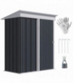 Small Garden Shed, Steel Lean-to Shed for Bike with Adjustable Shelf, Lock, 5x3