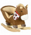HOMCOM Kids Rocking Horse, Plush Baby Rocking Chair with Safety Harness, Sounds