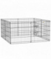 PawHut 24" Pet Dog Playpen, Puppy Cage, Eight-Panel Metal Fence, Run, Garden