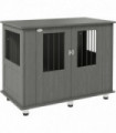 PawHut Dog Crate Kennel Cage for Medium Large Dog, Indoor End Table, Grey