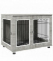 PawHut Dog Crate Furniture, Dog Crate End Table with Soft Cushion, Double Door