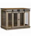 PawHut Dog Crate for Large Dogs, Double Dog Cage for Small Dog, Oak Tone