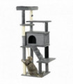 PawHut Cat Tree Tower for Indoor Cats with Scratching Post, House, Toy, Grey