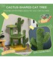 PawHut Cactus Tree for Indoor Cats, Modern Cat Tower with Hammock, Green