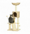 PawHut 116cm Cat Tree Tower with Scratching Post Cat House Ball Platform Beige