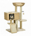 PawHut 95cm Cat Tree Tower with Scratching Post Cat House Ball Platform - Beige