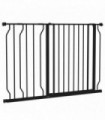 PawHut Dog Gate Wide Stair Gate with Door Pressure Fit, 75-115W cm, Black