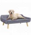 PawHut Dog Sofa Bed Raised Couch with Wooden Frame and Soft Cushion, Grey