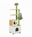 PawHut Cat Tree with Litter Box, Scratching Post, Cat House, Hammock - Oak Tone