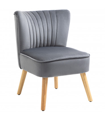 HOMCOM Velvet Accent Chair Occasional Tub Chair for Living Room Bedroom Grey