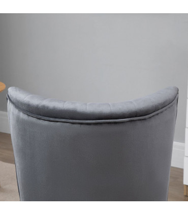 HOMCOM Velvet Accent Chair Occasional Tub Chair for Living Room Bedroom Grey