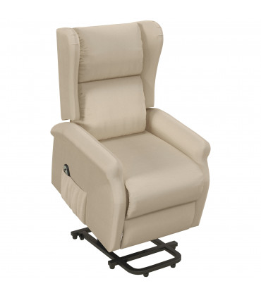 HOMCOM Power Lift Chair for the Elderly Fabric Recliner Armchair w/ Remote Beige