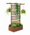 Outsunny Wooden Trellis Planter, Raised Garden Bed for Climbing Plants, Orange