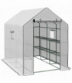 Outsunny Walk-in Outdoor Green House with Door and Mesh Windows, White