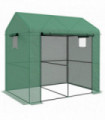 Outsunny Walk-in Green House with Roll-up Door and Mesh Windows, 200x140x200cm