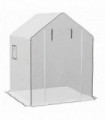 Outsunny Walk-in Greenhouse Cover Replacement with Door and Mesh Windows, White