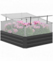 Outsuuny Galvanised Raised Garden Bed with Greenhouse and Cover, Dark Grey