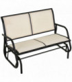 Outsunny 2-Person Patio Glider Bench Gliding Chair Loveseat w/ Armrest Beige