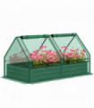 Outsunny Raised Garden Bed Planter Box with Greenhouse, Green and Dark Grey