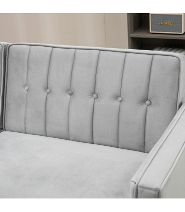 HOMCOM Convertible Sofa Futon Velvet-Touch Tufted Couch Sofa Bed Split Back Grey