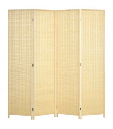 HOMCOM 4 Panel Folding Room Divider 170cm Wall Privacy Screen Protector Natural