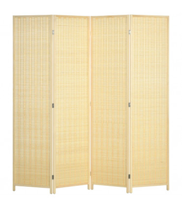 HOMCOM 4 Panel Folding Room Divider 170cm Wall Privacy Screen Protector Natural