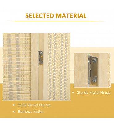 HOMCOM 4 Panel Folding Room Divider 170cm Wall Privacy Screen Protector Natural