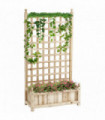 Outsunny Raised Garden Bed with Trellis Garden Planters Indoor Outdoor Natural