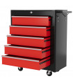 HOMCOM 5-Drawer Tool Chest Steel Lockable Tool Storage Cabinet w/ Wheels Red