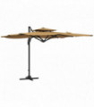 Outsunny 3(m)Garden Parasol Patio Umbrella w/ Hydraulic Mechanism Dual Top Khaki