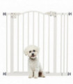 PawHut 74-87cm Adjustable Metal Pet Gate Safety Barrier w/ Auto-Close White