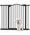 PawHut 74-94cm Adjustable Metal Pet Gate Safety Barrier w/ Auto-Close Black