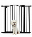 PawHut 74-87cm Adjustable Metal Pet Gate Safety Barrier w/ Auto-Close Black